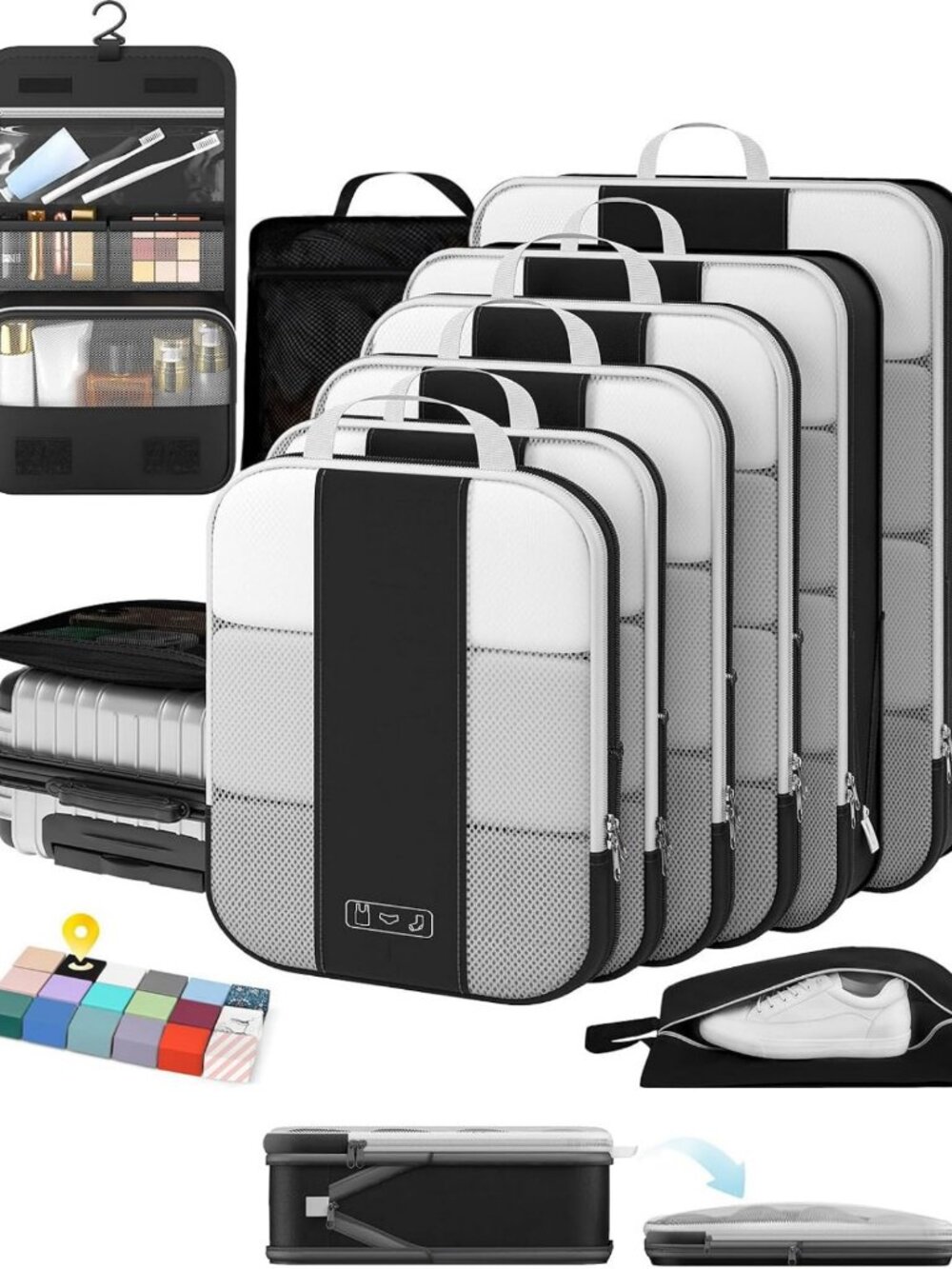 10 Set Compression Packing Cubes for Travel, Space Saver Organizers for Luggage